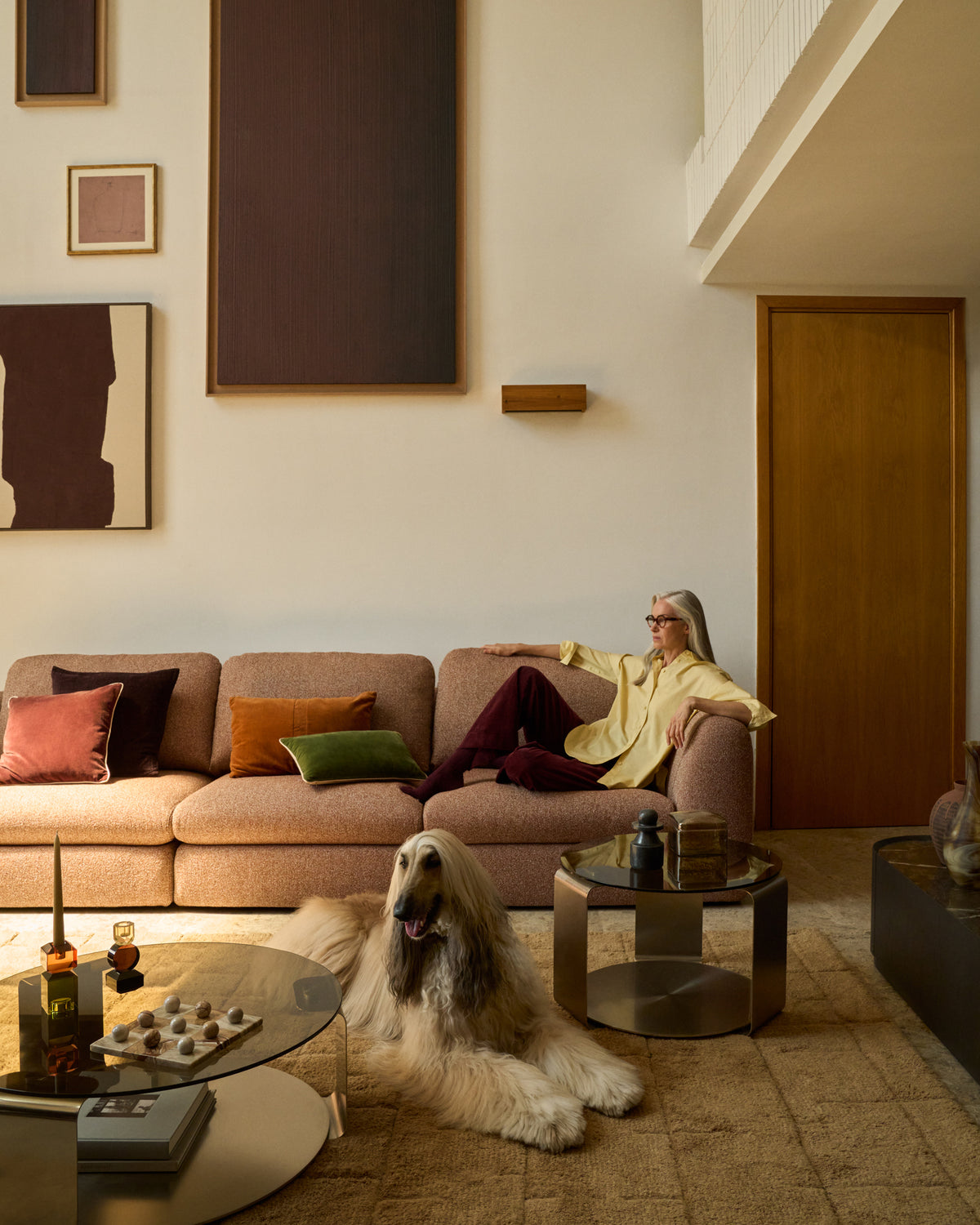 Helun wool rug with brown graphic 200 x 300 cm