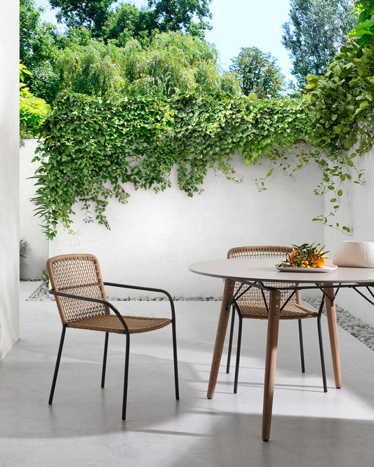 Ellen stolica za slaganje od bež gajtana sa pocinkovanim čelikom