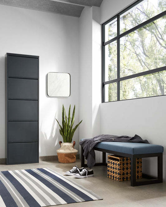 Ode stalak za cipele sa 5 vrata u tamno sivoj boji, 50 x 168,5 cm