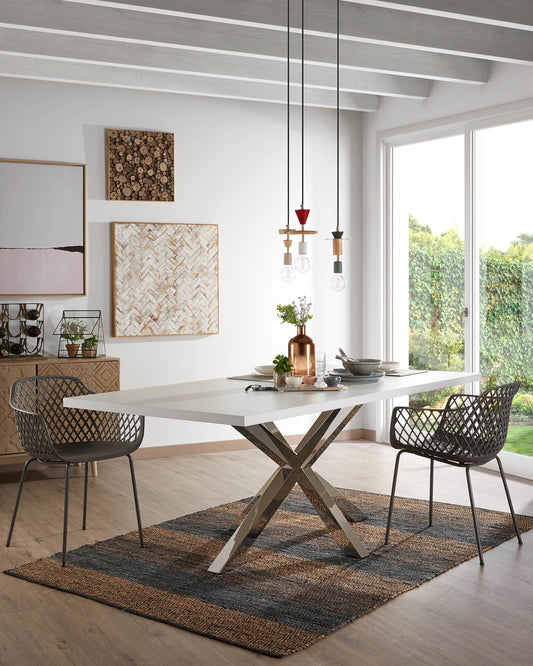 Argo sto od melamina sa crnom završnom obradom i nogama od nerđajućeg čelika, 180 x 100 cm