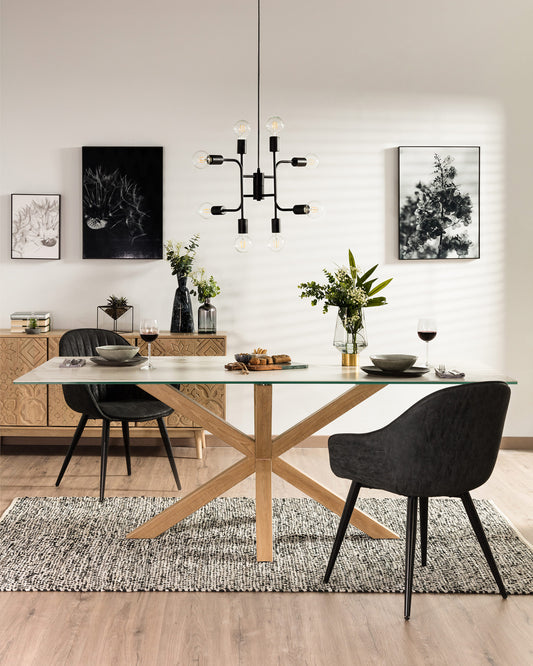 Argo porcelanski sto u beloj boji sa čeličnim drvenim efektnim nogama 160 cm