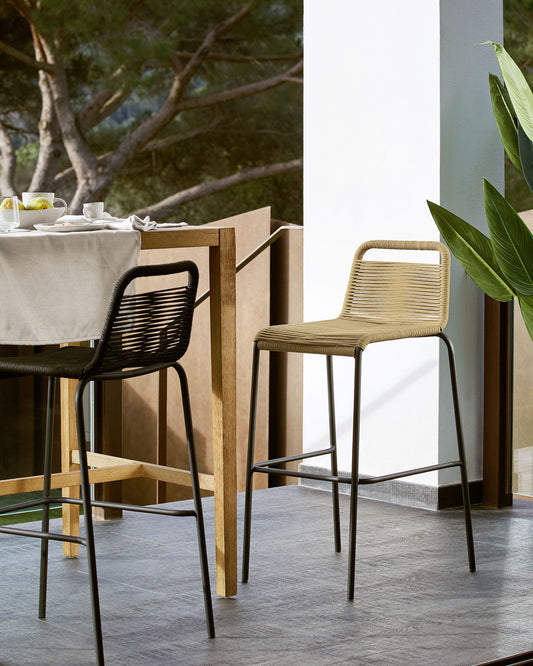 Lambton stolica koja se može složiti od braon užeta i crnog čelika 74 cm