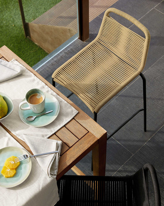 Lambton stolica koja se može složiti od braon užeta i crnog čelika, 62 cm