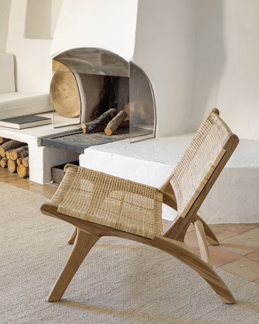 Beida fotelja od čvrste tikovine