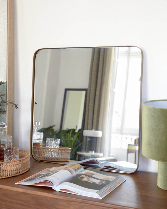 Marco zlatno metalno zidno ogledalo 60 x 60 cm