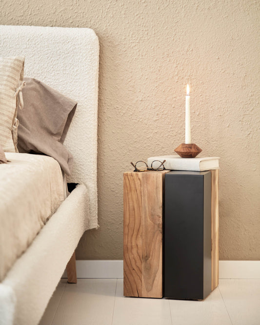 Kwango pomoćni sto od punog tikovinog drveta i metala, 29 x 29 cm