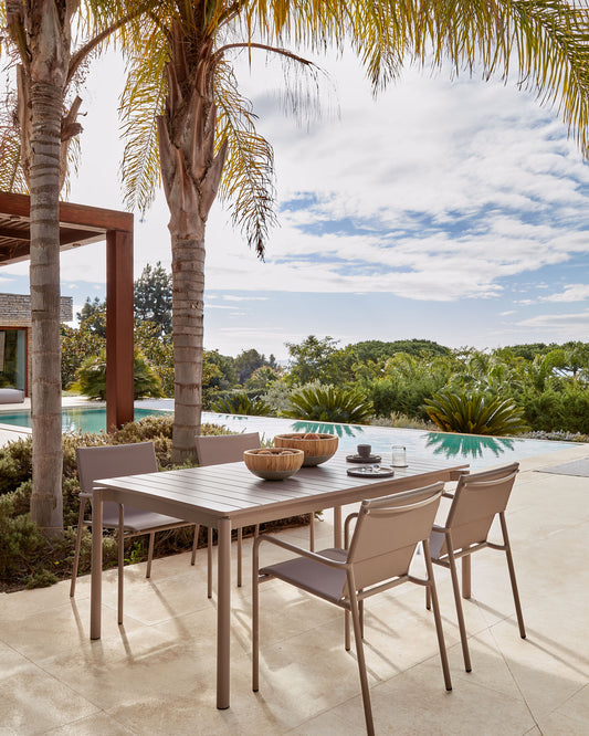 Zaltana proširivi aluminijumski sto na otvorenom sa mat braon završnom obradom 140 (200) x 90 cm