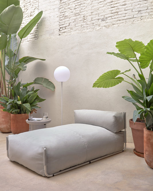 Square ležaljka sa naslonom u svetlo sivoj boji sa belim aluminijumom, 165 x 101 cm