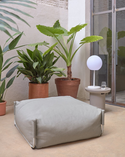 Square modularna 100% kauč na otvorenom u svetlo sivoj boji sa belim aluminijumom, 101 x 101 cm