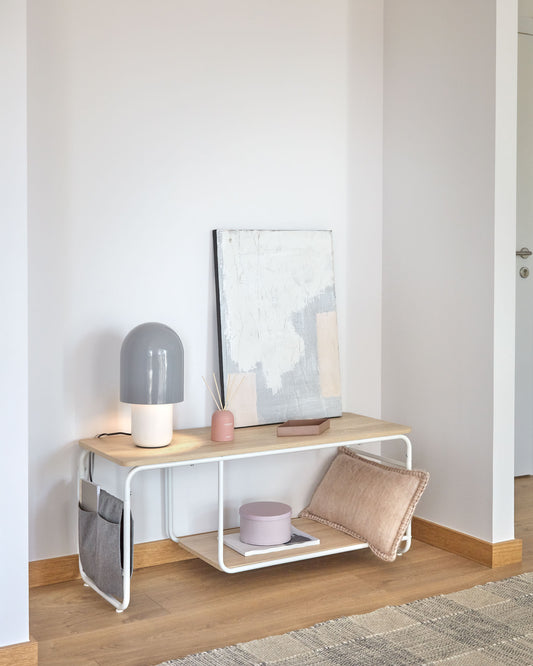 Yamina melaminski tV stalak sa čelikom u bijeloj boji, 110 x 46 cm