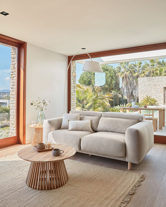 Sofa Singa sa 3 sedišta sa naslonom za glavu i sedištima na izvlačenje u bež 215 cm FSC Mik Credit