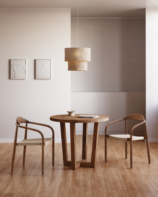 Nahla round table in solid acacia wood with natural finish Ø 90cm FSC 100%