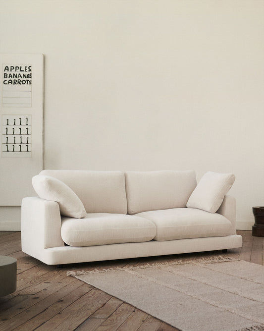 Gala 3-seater beige chenille sofa FSC Mix Credit 210cm