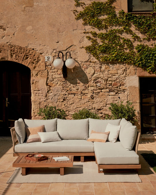 Raco ugaona sofa sa 5 sedišta i sto za kafu, napravljeni od punog bagremovog drveta