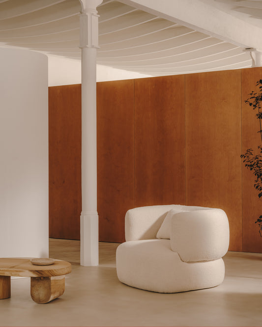 Martina fotelja u ekru bukleu sa jastučićem FSC Mik Credit