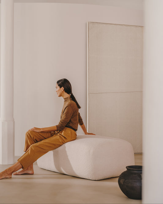 Martina tabure za noge u ekru ženilu 123 x 85 cm