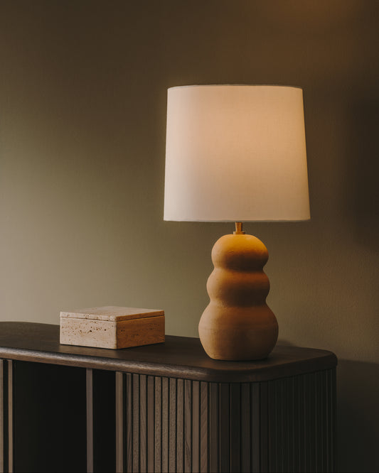 Madsen terracotta table lamp with white shade 