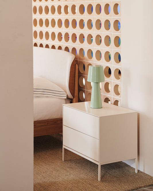 Vedrana noćni stočić sa dve fioke beli lakirani medijapan 60 x 55 cm