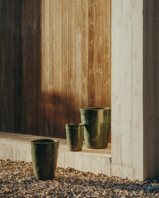 Rotja set od 3 sadilice od terakote sa glaziranom plavom završnom obradom Ø 26 / 35 / 47 cm