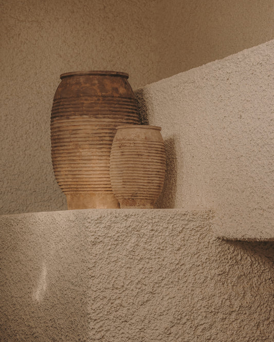 Llonga set od 2 sadilice od terakote sa prirodnom završnom obradom Ø 54 / 32 cm