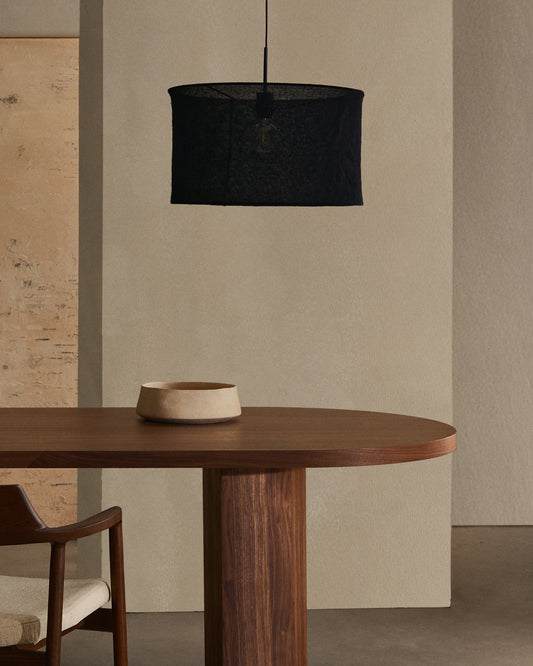 Mariela abažur za plafonsku lampu od lana u crnoj boji, Ø 50 x 30 cm
