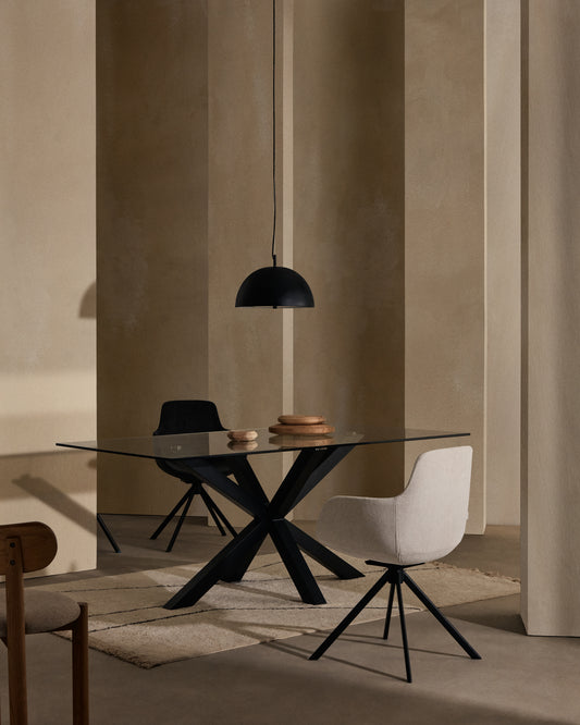 Argo stakleni sto sa čeličnim nogama sa crnom završnom obradom 200 x 100 cm