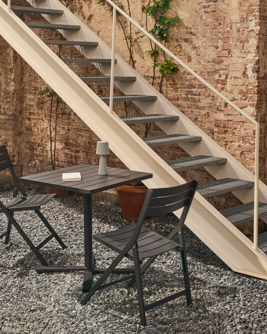 torreta sklopivi spoljni sto od aluminijuma tamno sive boje 70 x 70 cm