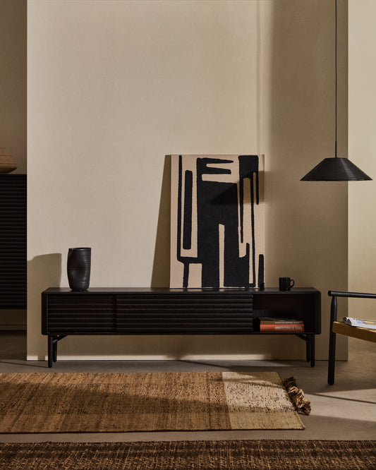 Lenon tV ormarić, 2 vrata od punog drveta i crnog hrastovog furnira 200x57 cm FSC Mik Credit