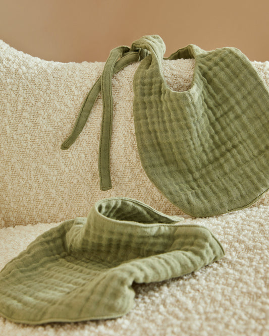 Prune green bib i bandana set od 100% organskog pamuka