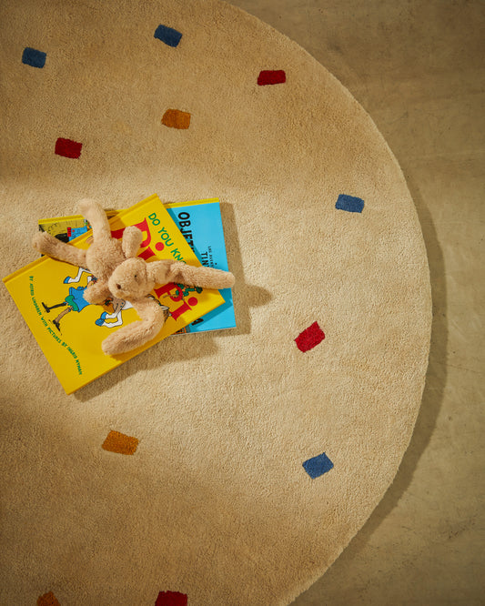 Luli beli, 100% pamuk tepih sa raznobojnim tačkama, Ø 120 cm