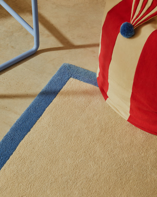 Nalim bež i plava, tepih od 100% pamuka 90 x 150 cm