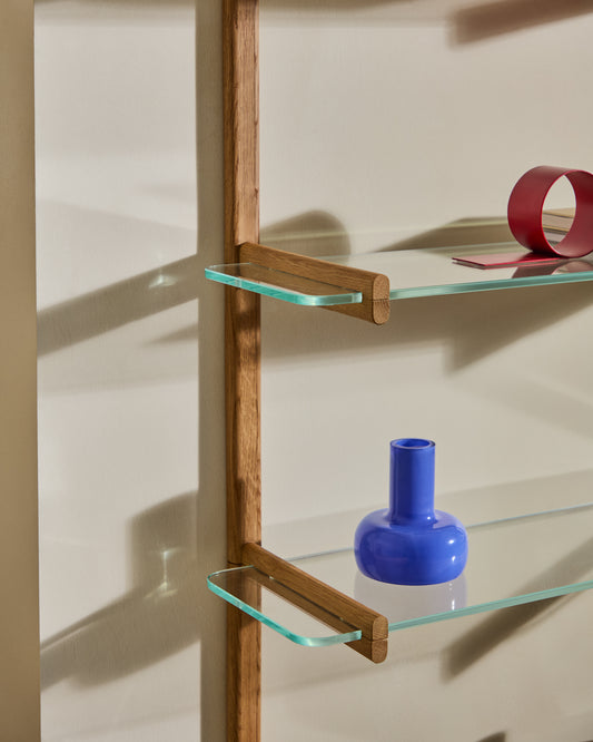 Sitra modularna polica, 6 staklenih polica i FSC Mik Credit puno hrastovo drvo, 110 cm