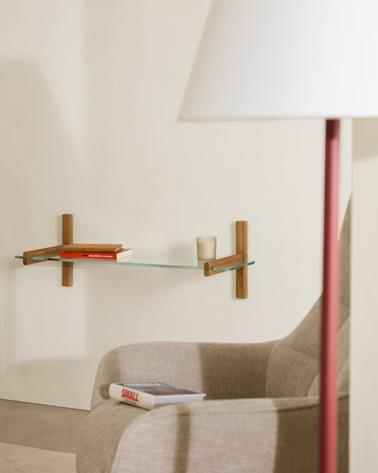 Sitra modularna polica, 1 staklena polica i FSC Mik Credit puno hrastovo drvo, 90 cm