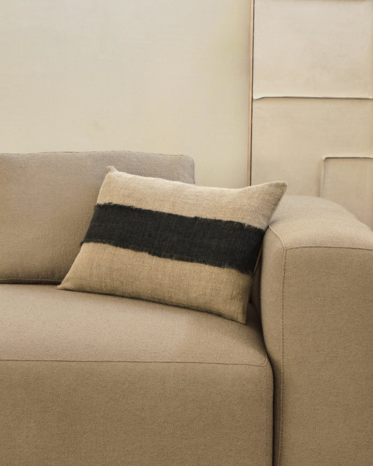 Daf 100% lanena navlaka za jastuke u bež i sivoj boji sa resama, 40 x 60 cm