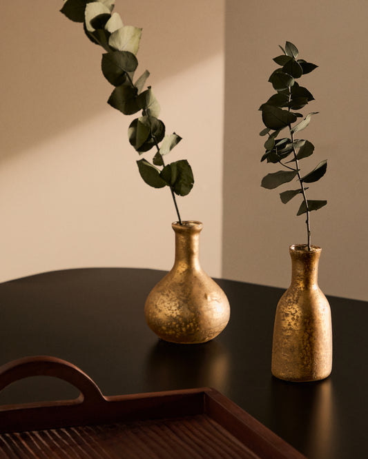 Deila set od 2 zlatne vaze od recikliranog stakla, 10 cm