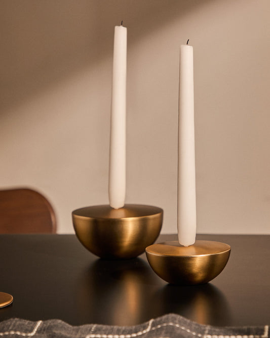 Quira small candle holder in gold-colored stainless steel