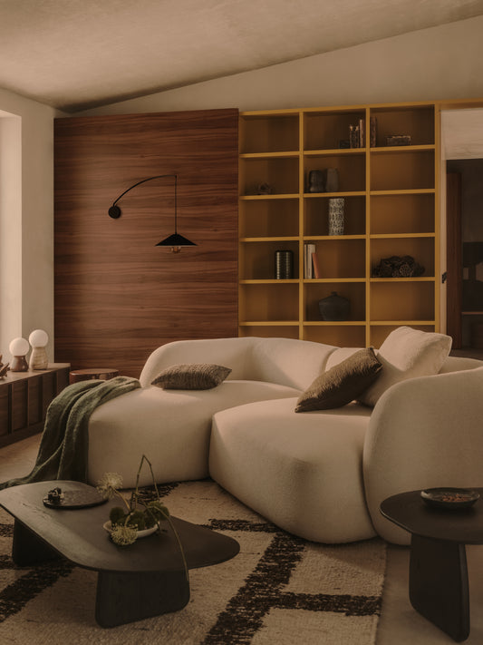 Martina ekri šenil modularna trosed sofa sa levom ležaljkom, 287 cm