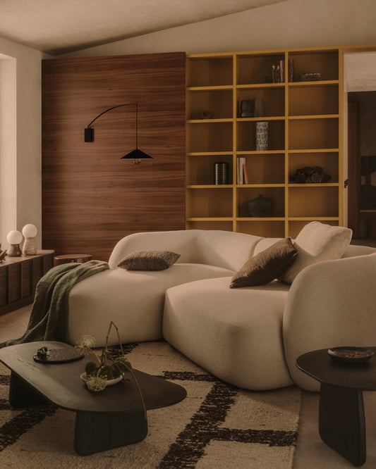 Modularna troseda sofa Martina u ekru ženilu sa ležaljkom za levu 287 cm