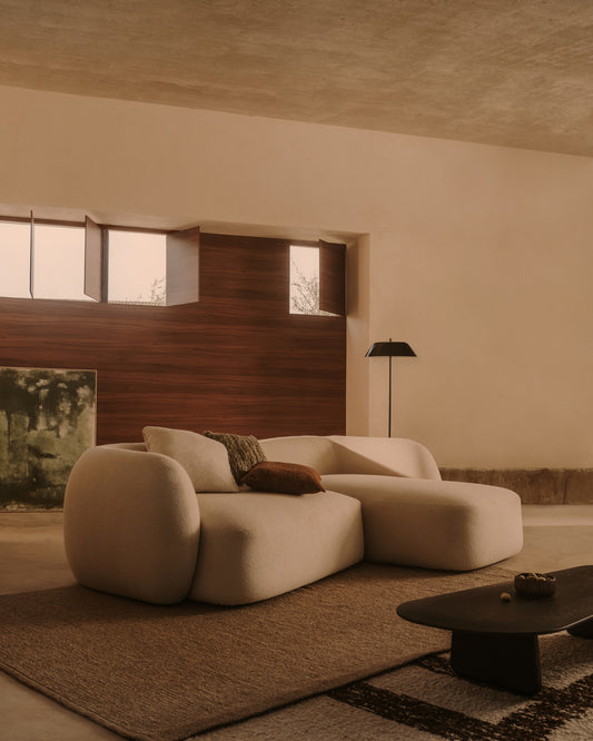 Martina modularna troseda troseda u ekru ženilu sa desnim ležaljkom 287 cm