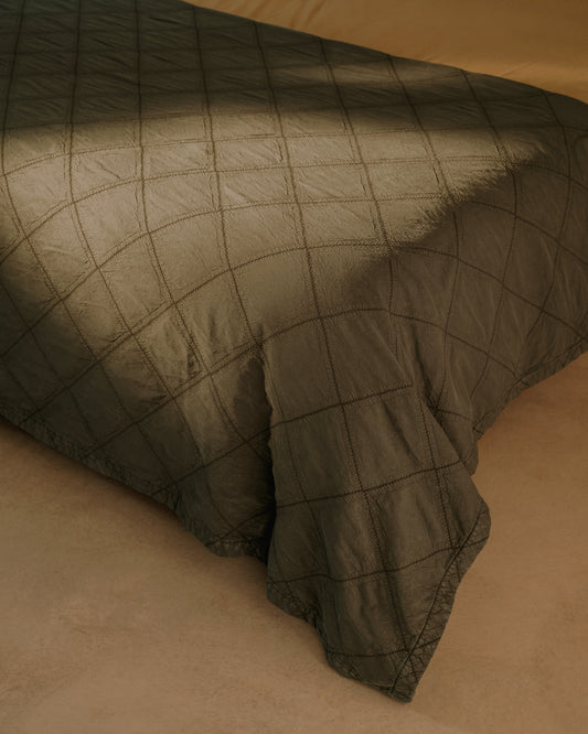 Serla zeleni, 100% pamuk šenil prekrivač romboidnih oblika za krevet 90/135 cm