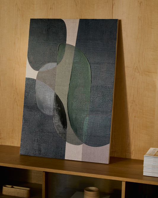 Nemsa plavo-zeleno apstraktno platno, 90 x 60 cm