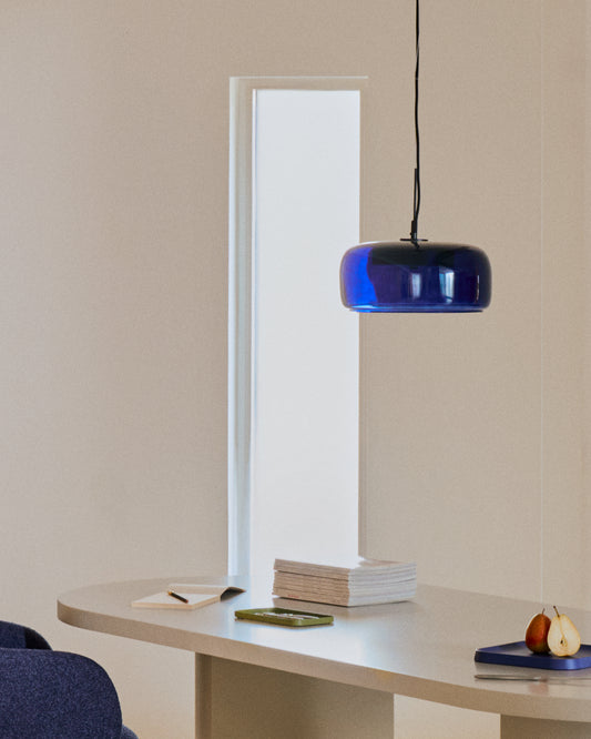 Reig plava staklena plafonska lampa, Ø 38 cm