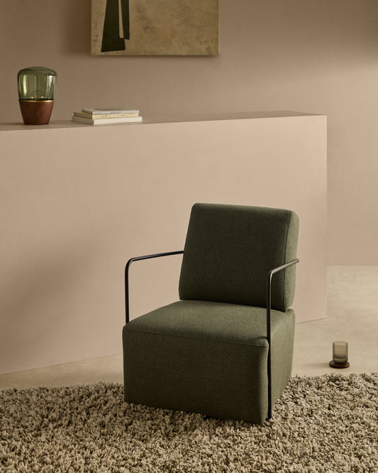 Gamer zelena fotelja sa metalom u crnoj mat farbanoj završnoj obradi