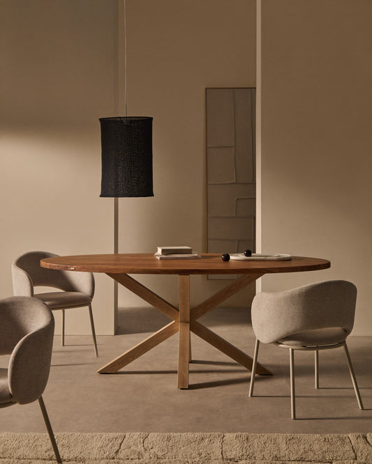 Argo oval table in solid acacia wood and steel legs with wood effect Ø 200 100 cm