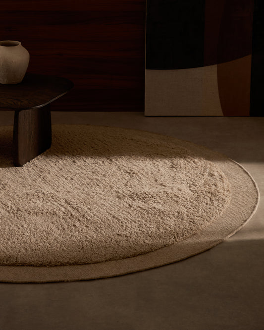 Marely okrugla, bež vunena prostirka, Ø 200 cm