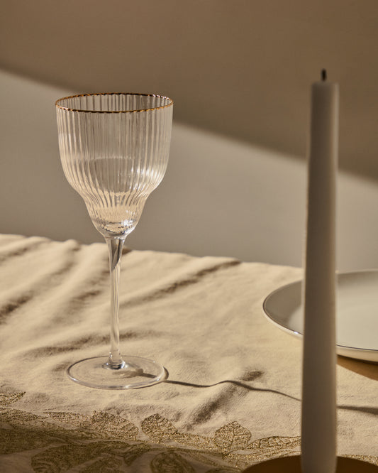 Ayan transparent wine glass, with gold marking, 33 cl