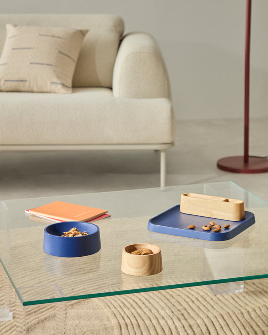 Bletz set of serving dishes for snacks made of acacia wood in a natural, blue finish FSC 100%