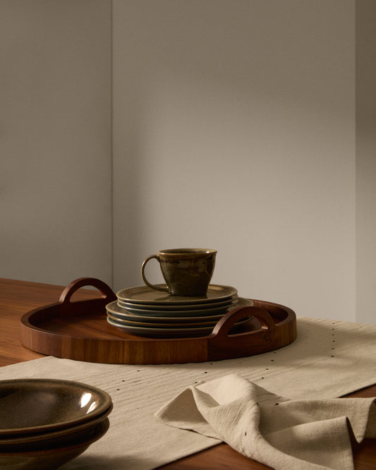 Smeđa keramička ploča za desert Coval