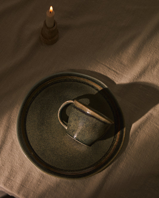Large brown ceramic Coval mug