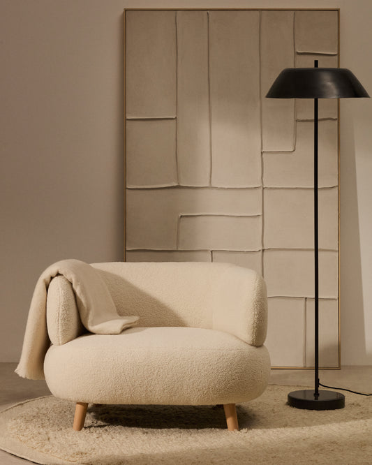 Luisa fotelja u ekru bukleu sa nogama od punog bukve 90 cm